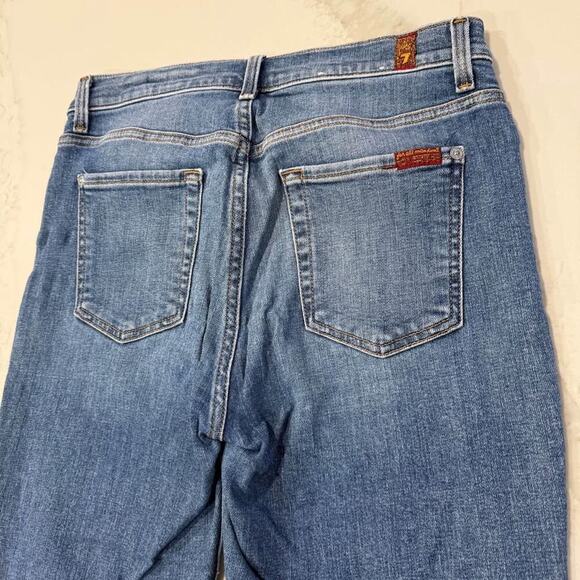 7 For All Mankind High Waist Ankle Skinny Denim Jeans Women’s 28 Blue Button Fly - Picture 7 of 9